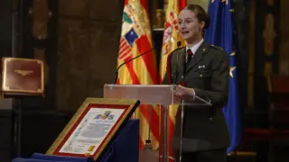 La princesa Leonor, en su discurso en la catedral de la Seo, tras recibir las más altas distinciones de Aragón.