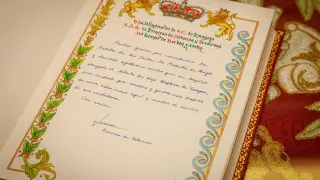 Mensaje que ha dejado la princesa de Asturias en el Libro de Oro de la ciudad.