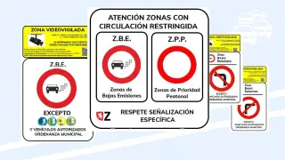 Las señales de la Zona de Bajas Emisiones de Zaragoza.