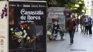 Inauguración de ocho leones de flores y cubos ilustrados en el centro de Zaragoza