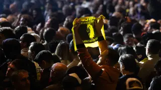 Asistentes a la presentación del libro de Javier Milei, Capitalismo, socialismo y la trampa neoclásica, en el Estadio Luna Park, a 22 de mayo de 2024, en Buenos Aires