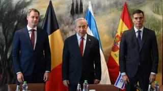 El primer ministro de Israel, Benjamín Netanyahu, junto a Pedro Sánchez el pasado 23 de noviembre en Jerusalén .