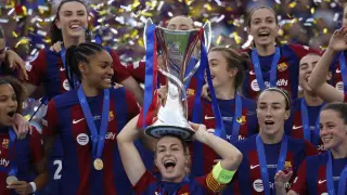Partido FC Barcelona-Olympique de Lyon, final de la Champions League femenina en el estadio de San Mamés en Bilbao