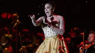 Isabel Pantoja, este sábado 25 de mayo, en su concierto en el pabellón Príncipe Felipe de Zaragoza.