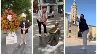 Capturas del vídeo del 'influencer' Benja Serra en Zaragoza.