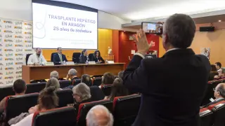 Jornada científica para celebrar el 25 aniversario del primer trasplante hepático en Aragón, en el Clínico el pasado mes de diciembre.