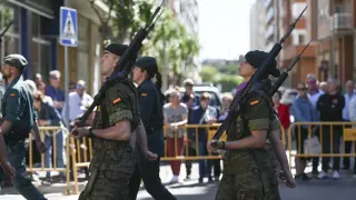 Acto militar celebrado hoy en Huesca.