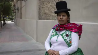Cecili Llusco, una de las conocidas como cholitas escaladoras de Bolivia durante su estancia en Zaragoza