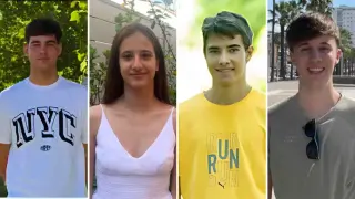 De izquierda a derecha: Jorge Mercado, Sara Castañosa, Carlos Pérez y David Lanzarote, las 4 mejores notas de Aragón
