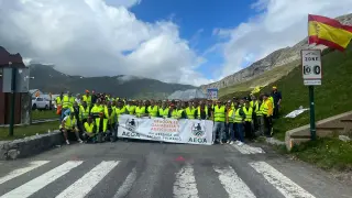 Participantes aragoneses en la protesta agraria de los pasos fronterizos.