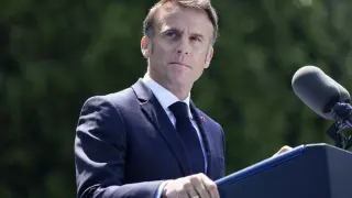 Emmanuel Macron habla durante el 80 aniversario del 'Día D'.