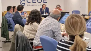 Reunión de la comisión de Medio Ambiente de CEOE Aragón, este miércoles.