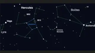 Mapa celeste indicando la ubicación de la constelación Corona Boreal (próxima a la brillante estrella Arturo) donde se podrá observar el nuevo punto de luz ocasionado por la inminente explosión nova.