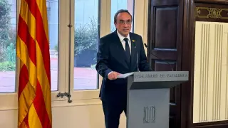 El presidente del Parlament de Cataluña, Josep Rull, en la declaración intitucional