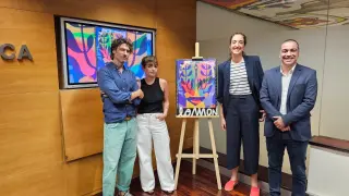 Alva Moca, Elena Pérez, Marta Lera (alcaldesa de Hecho ) y Carlos Sampériz (diputado de Cultura).