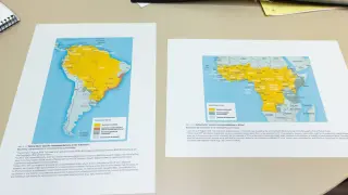 Un mapa que muestra países con riesgo de contraer la fiebre amarilla.