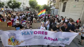 Manifestación en el Día del Orgullo LGTBIQ+ en Huesca en una foto de archivo