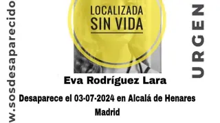 Cartel de la mujer que desapareció el miércoles en Alcalá y que ha sido encontrada fallecida este sábado.