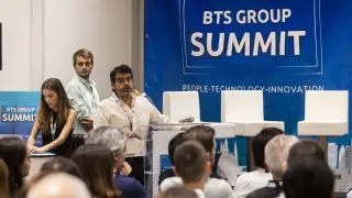 Ricardo Olloqui, presidente de BTS, interviene en la evento de BTS celebrado en Zaragoza este martes.