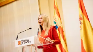Intervención de la vicepresidenta de la DGA Mar Vaquero tras el anuncio de Vox de romper la coalición de gobierno en Aragón