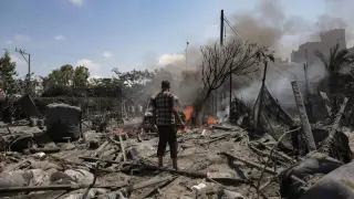 Ataque israelí a la zona humanitaria de Mawasi, en el sur de la Franja de Gaza