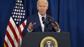 El presidente de Estados Unidos, Joe Biden habla en Rehoboth Beach, Delaware, sobre el atentado a Donald Trump