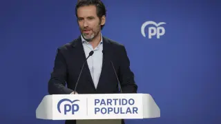 El portavoz del PP, Borja Sémper, durante la rueda de prensa ofrecida tras la reunión del Comité de Dirección, este lunes en Madrid.