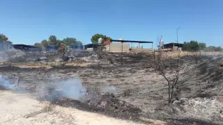 Incendio en el entorno de una explotación ganadera de Orillena