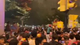 La plaza España de Zaragoza celebra el triunfo de España en la Eurocopa