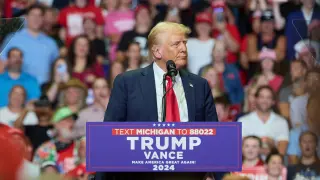 Republican presidential nominee Donald J. Trump and running mate JD Vance hold first joint campaign rally