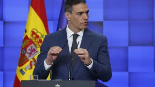 MADRID, 31/07/2024.- El presidente del Gobierno, Pedro Sánchez, hace este miércoles balance del curso político antes del paréntesis de agosto, al que el Ejecutivo llega con un preacuerdo con ERC para la investidura de Salvador Illa en Cataluña, con el anuncio de una querella contra el juez que investiga a Begoña Gómez y con buenos datos económicos pero sin presupuestos. EFE/ Mariscal ESPAÑA GOBIERNO BALANCE