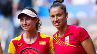 Bucsa y Sorribes, antes de comenzar su partido por el bronce.