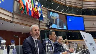 El presidente del Gobierno de Aragón, Jorge Azcón, interviene ante el Pleno del Comité de las Regiones