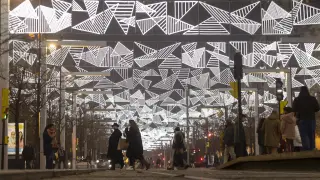 Foto del encendido de luces de Navidad en el paseo de la Independencia de Zaragoza