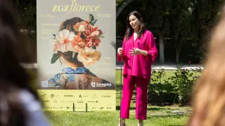 La concejala de Medio Ambiente, Tatiana Gaudes, durante la presentación de las actividades previas al Zaragoza Florece.