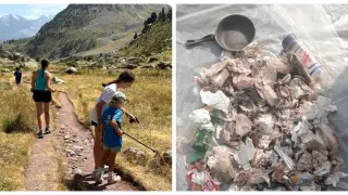 Jornada de limpieza de basura en el entorno de los ibones de Anayet, en Sallent.