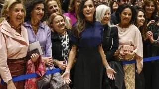 OVIEDO, 23/10/2025.- La reina Letizia tras asistir al tradicional concierto de los Premios Princesa de Asturias celebrado este jueves en Oviedo, un día antes de la ceremonia de entrega de los galardones 2025. EFE/Ballesteros