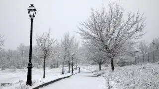 Nevada provocada por la borrasca Harry a su paso por España, en El Boalo, a 17 de enero de 2026, en Madrid (España). 17/01/2026
