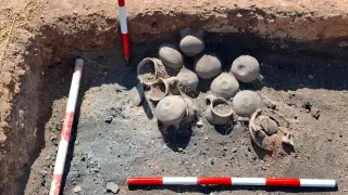 Cerámicas encontradas en el yacimiento de Varello Zahorí, en la localidad zaragozana de Almonacid de la Cuba.