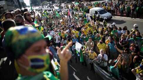 Manifestación de apoyo al presidente Bolsonaro en Río de Janeiro (Brasil).