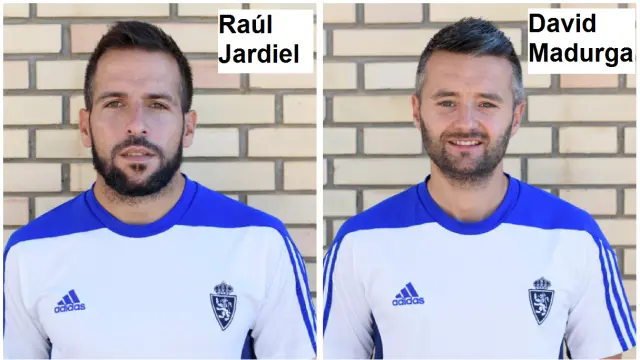 Raúl Jardiel, segundo entrenador del Real Zaragoza, y David Madurga, preparador físico en el cuerpo técnico de César Láinez.