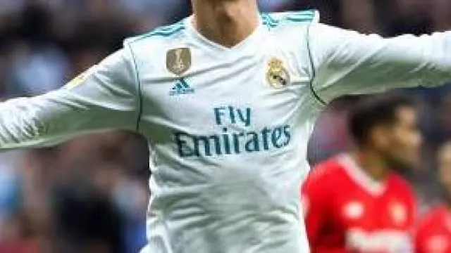 Cristiano Ronaldo celebra un gol con el Real Madrid esta temporada.