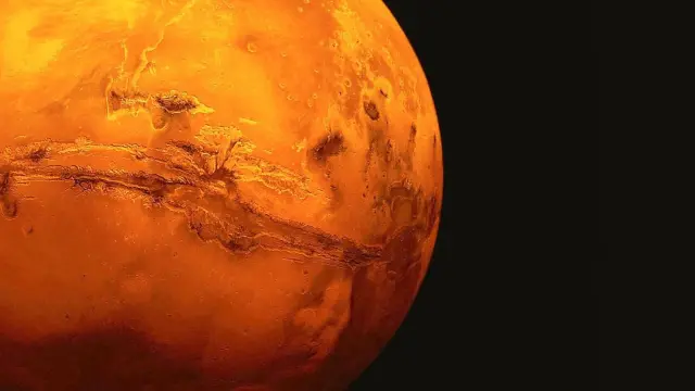 Fotografía facilitada por la Agencia Espacial Europea (ESA), de la reproducción artística de la sonda Mars Express que explora el hemisferio sur de Marte.