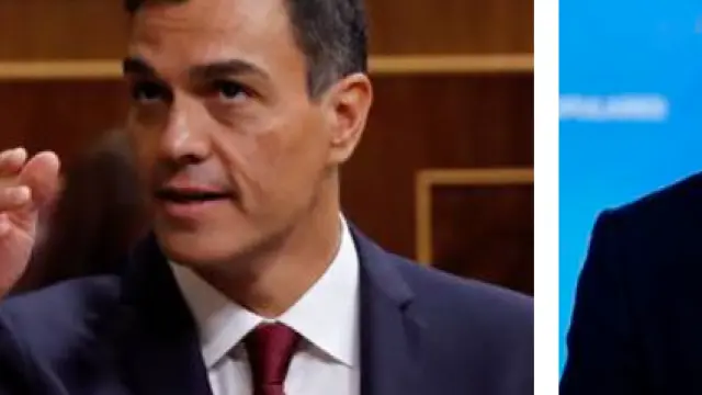 Combo de imágenes de Sánchez (PSOE), Casado (PP) y Abascal (VOX)