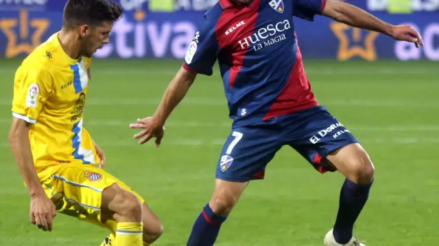 David Ferreiro, durante el duelo entre Huesca y Espanyol de la primera vuelta.