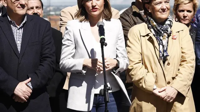 La candidata socialista a la alcaldía de Zaragoza, Pilar Alegría, durante la presentación del programa electoral.
