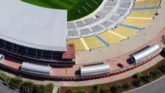 El estadio de Las Palmas, el Gran Canaria, donde el domingo jugará el equipo local ante el Rayo Majadahonda, partido clave para la combinatoria de puntos por el descenso a Segunda B.