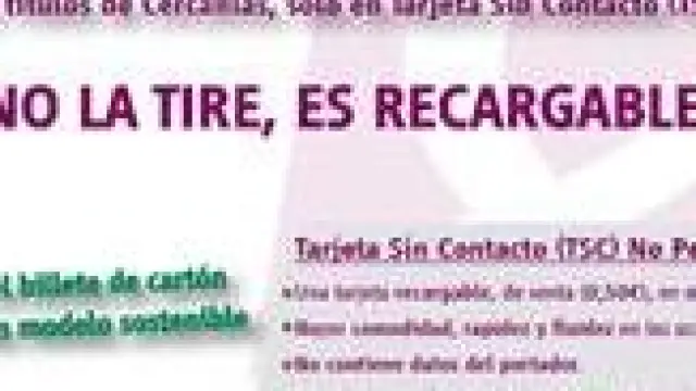 Renfe implanta la Tarjeta sin Contacto en todos sus títulos de Cercanías de Zaragoza