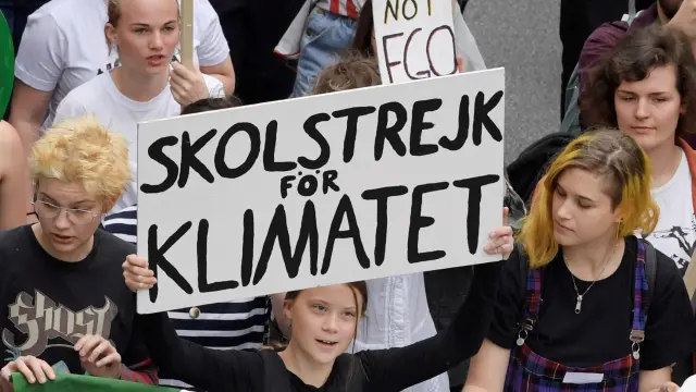 Manifestaciones contra el cambio climático en Suecia, con la joven activista Greta Thunberg.