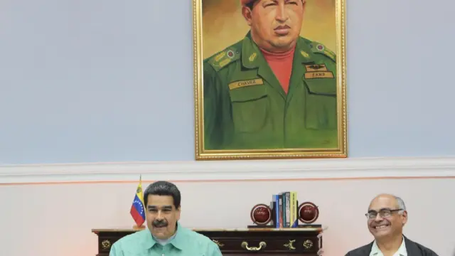 Nicolás Maduro durante la reunión en el Palacio Presidencial, en Carcas.